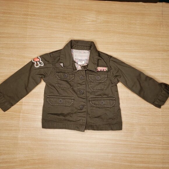 Carters Toddler Girls Army Green Jacket With Patches 12 Months - Picture 1 of 5